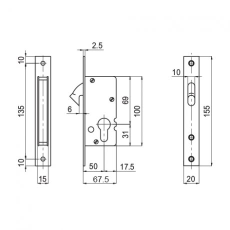 SLIDING DOOR LOCK BODY ONLY